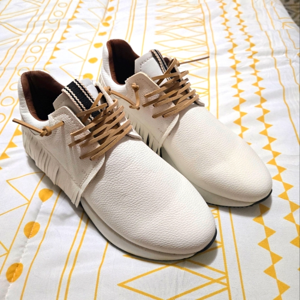 White Fringe Sneakers